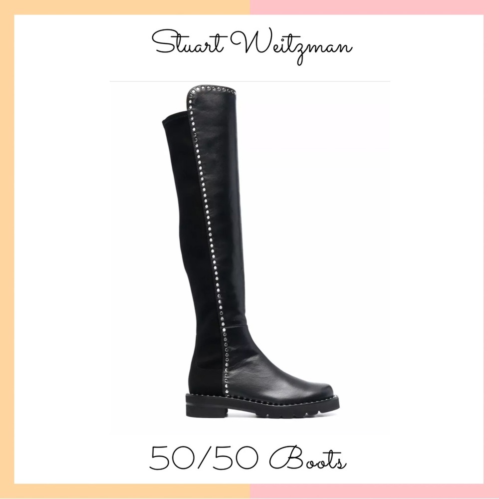 Stuart Weitzman Black 5050 Studded Boots